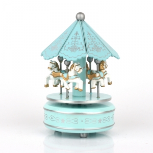 Drevený hrací kolotoč tyrkys 19cm