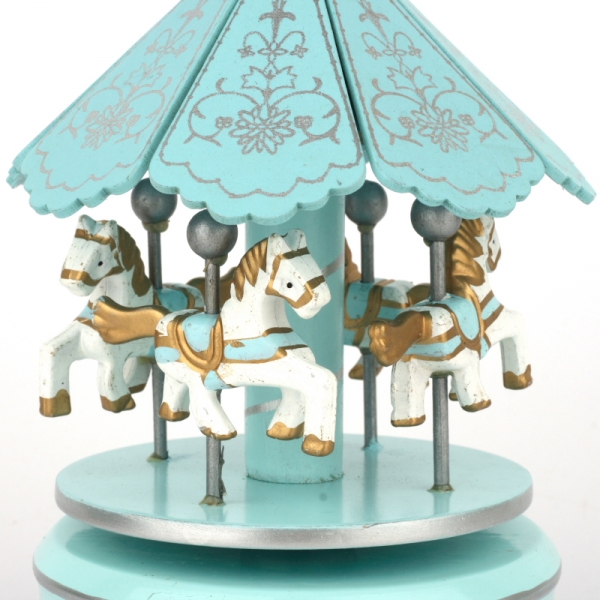 Drevený hrací kolotoč tyrkys 19cm