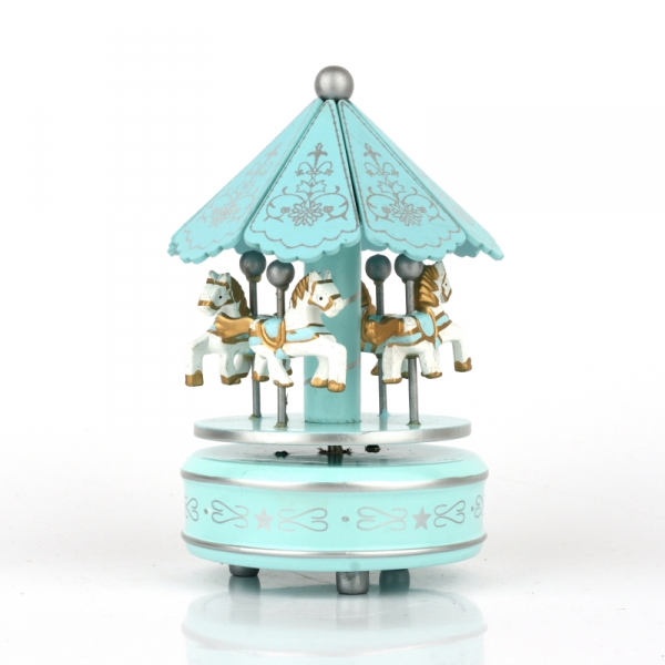 Drevený hrací kolotoč tyrkys 19cm