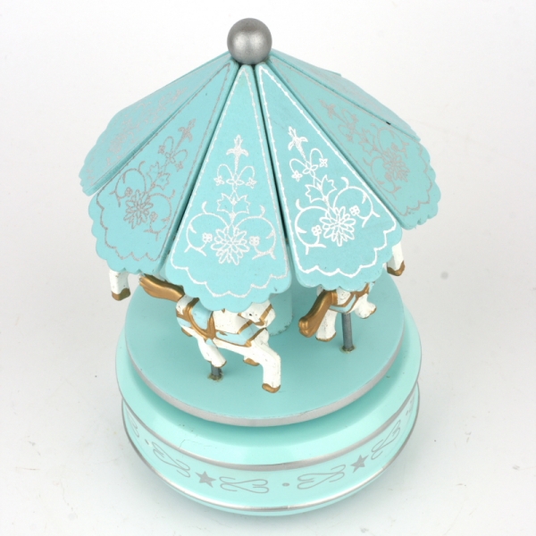 Drevený hrací kolotoč tyrkys 19cm