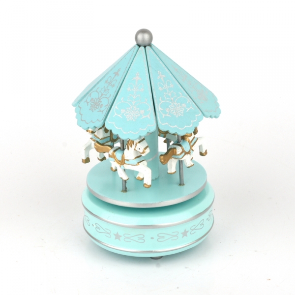 Drevený hrací kolotoč tyrkys 19cm