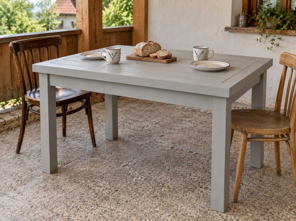 Drevený jedálenský stôl na chatu a krytú terasu - šedý 120 × 70 cm