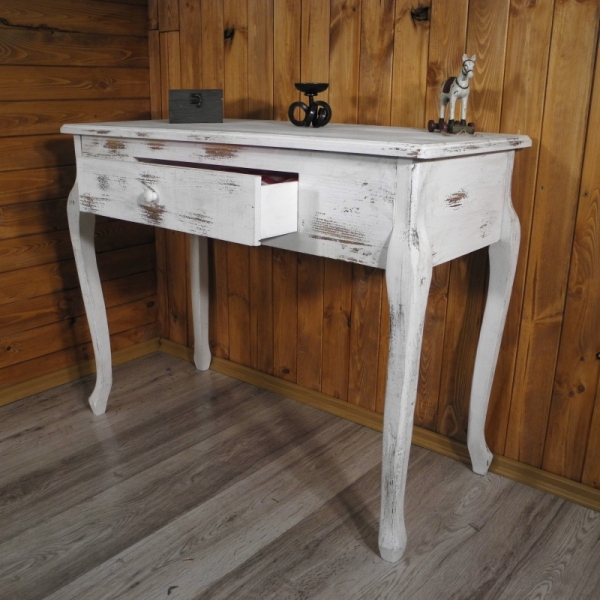 Drevený konzolový stolík vintage biely 76x98x45cm