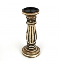 Drevený masívny svietnik s patinou 31cm