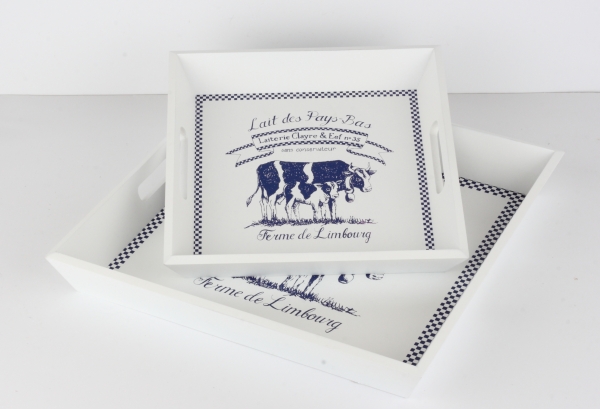 Drevený podnos LAIT DE Vácha 40x40 / 30x30cm (sada 2ks)