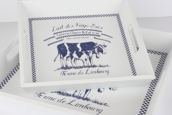 Drevený podnos LAIT DE Vácha 40x40 / 30x30cm (sada 2ks)