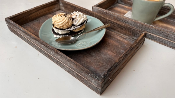 Drevený podnos sada 2 kusov 3,5 x 30 x 18 cm