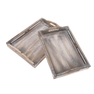 Drevený podnos sada dvoch kusov s úchytmi 31,5 x 23 cm