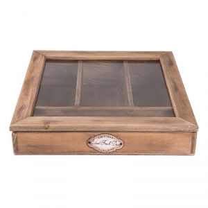 Drevený príborník s preskleným vekom 30x30x8cm 