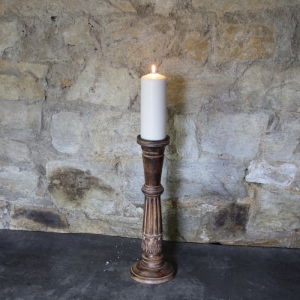 Drevený ručne vyrezávaný svietnik 46 cm