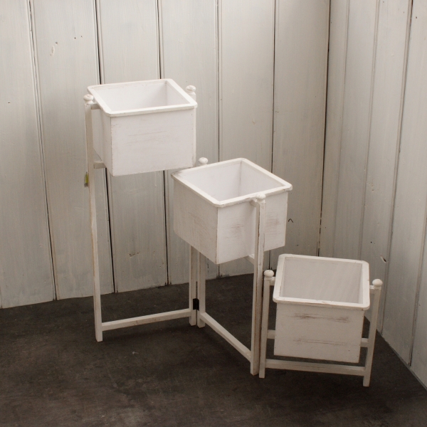 Drevený stojan na kvety biely 67cm