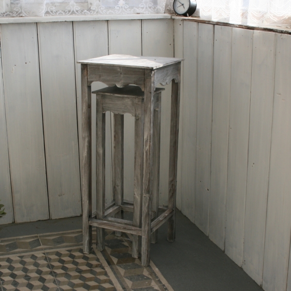 Drevený stojan na kvety sivý 68 / 80cm (sada 2ks)