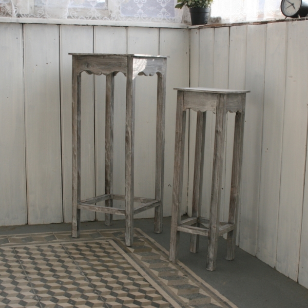 Drevený stojan na kvety sivý 68 / 80cm (sada 2ks)