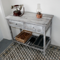 Drevený stôl hnedý so zásuvkou 90×77×41cm