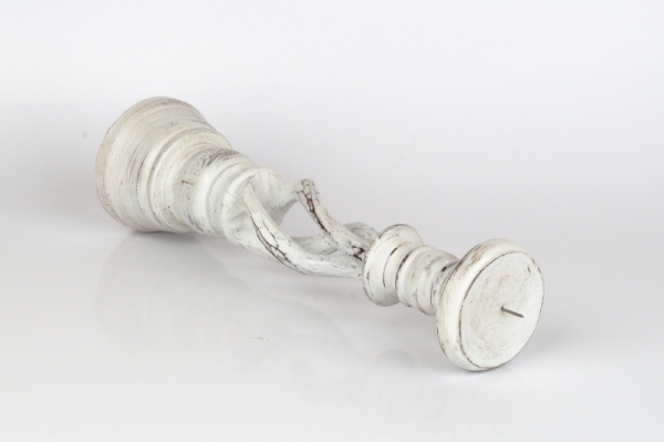 Drevený svietnik biely s patinou 35cm