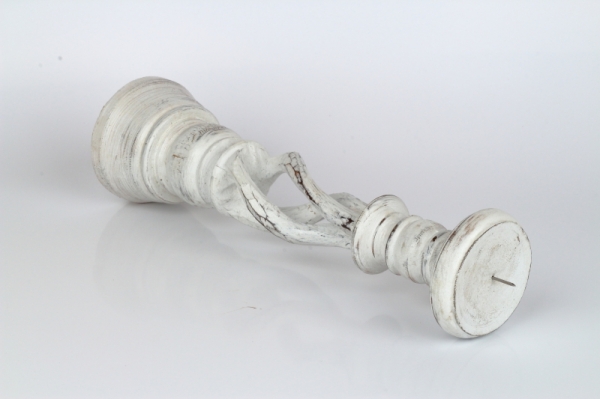 Drevený svietnik biely s patinou 35cm