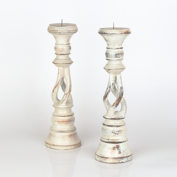 Drevený svietnik s patinou 31cm