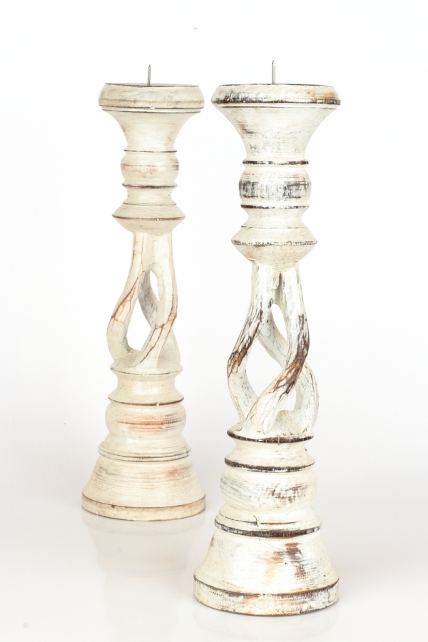 Drevený svietnik s patinou 31cm