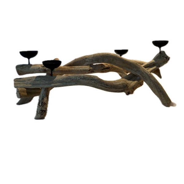 Drevený svietnik z náplavového dreva 30 x 15 x 15 cm