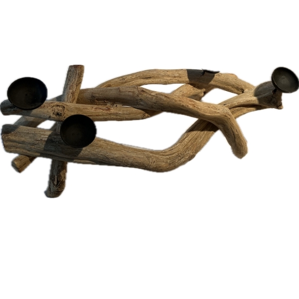 Drevený svietnik z náplavového dreva 30 x 15 x 15 cm