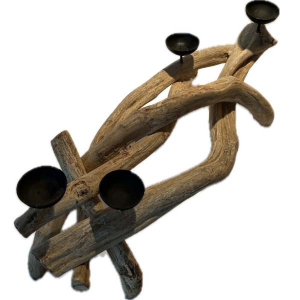 Drevený svietnik z náplavového dreva 30 x 15 x 15 cm