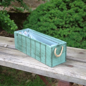 Drevený truhlík zelený 29 x 9 x 9 cm