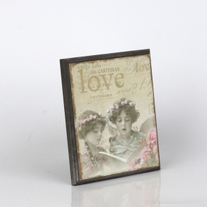 Drevený vintage obraz 14x12cm