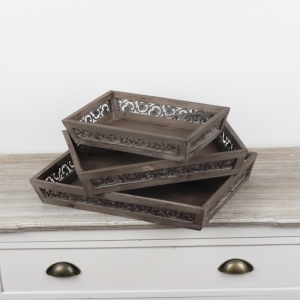 Drevený vintage podnos (set 3ks)