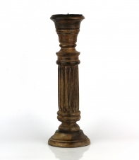 Drevený vyrezávaný svietnik tmavý 37cm 