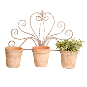 Držiak na 3 kvetináče na stenu Esschert Design 67,7x18,9x39,2cm