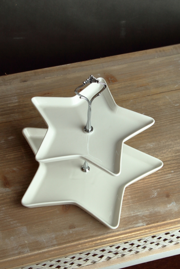 Etažér z porcelánu hviezda
