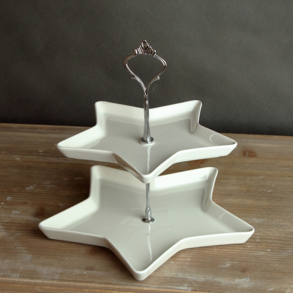 Etažér z porcelánu hviezda