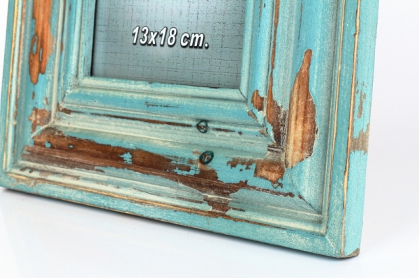 Fotorámček na fotografiu 13x18cm tyrkys s patinou 31x25,5cm