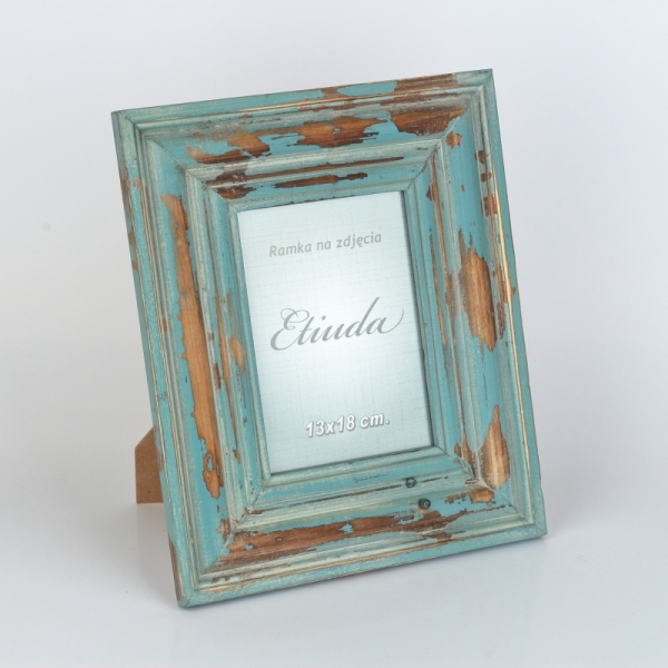 Fotorámček na fotografiu 13x18cm tyrkys s patinou 31x25,5cm