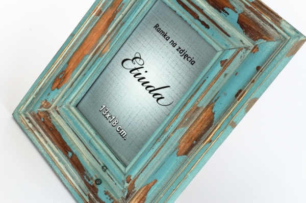 Fotorámček na fotografiu 13x18cm tyrkys s patinou 31x25,5cm