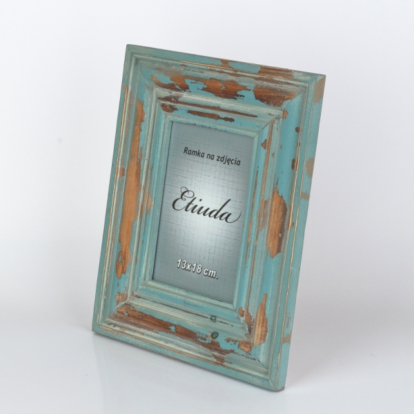 Fotorámček na fotografiu 13x18cm tyrkys s patinou 31x25,5cm