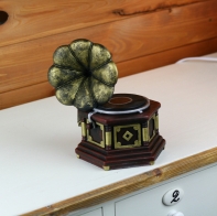 Gramofón retro pokladnička na peniaze 18x17 cm