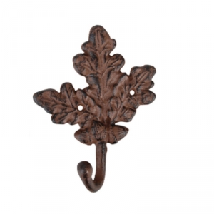 Háčik na stenu z liatiny - lístok 14,6x6,2x19,3cm