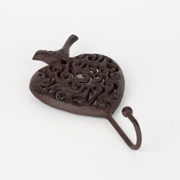 Háčik srdce s vtáčikom liatina 15x8cm