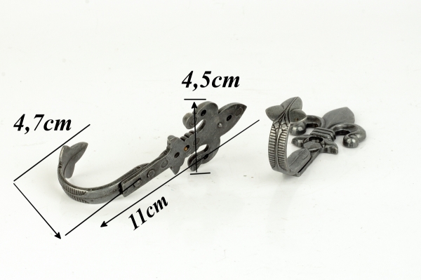 Háčiky na pištole 10,5 cm sada 2 kusov strieborné
