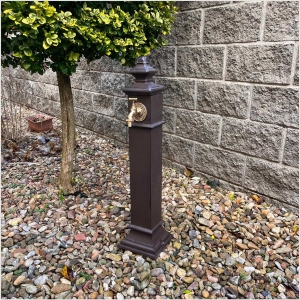 Hnedý záhradný stlpik na vodu - Rustique Flow 80cm