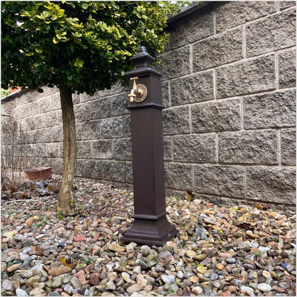 Hnedý záhradný stlpik na vodu - Rustique Flow 80cm