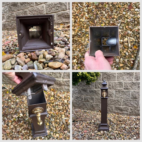 Hnedý záhradný stlpik na vodu - Rustique Flow 80cm