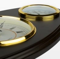 Hodiny drevené s teplomerom a vlhkomerom 40x21x4,5cm