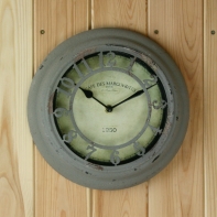 Hodiny kovové Vintage šedá patina 25x5x25cm