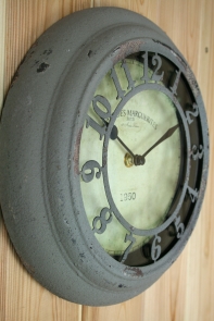 Hodiny kovové Vintage šedá patina 25x5x25cm