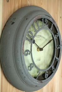 Hodiny kovové Vintage šedá patina 25x5x25cm