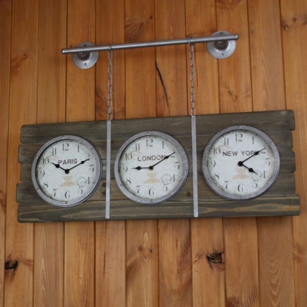 Hodiny na konzole Paris - London - New York 76cm