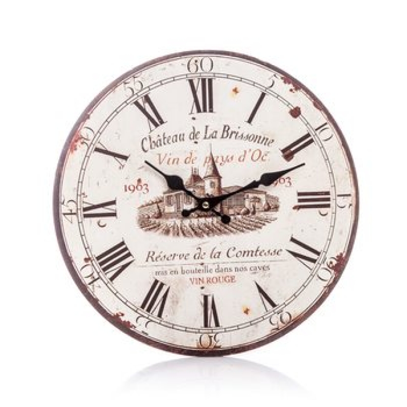 Hodiny nástenné drevené Chateu 34cm