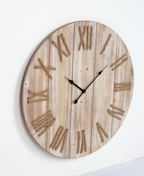 Hodiny nástenné drevené s prepletanými číslami 60cm